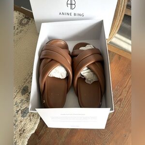 ANINE BING Lizzie Slides in Cognac Size 38